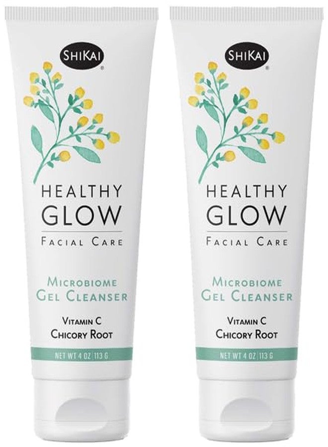 ShiKai Healthy Glow Microbiome Gel Face Cleanser (4oz, Pack of 2) | Vitamin C for Even Skin Tone | Gentle for Daily Use | Nourish & Hydrate Dry Skin